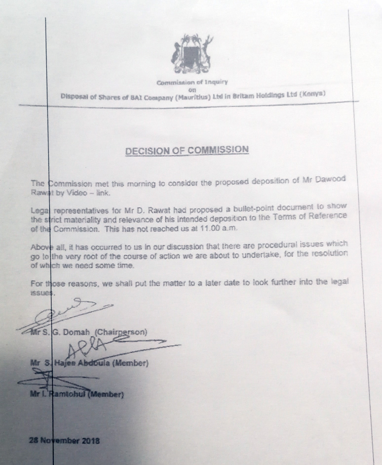 La décision de la commission adressée à Dawood Rawat peu avant midi, mercredi.
