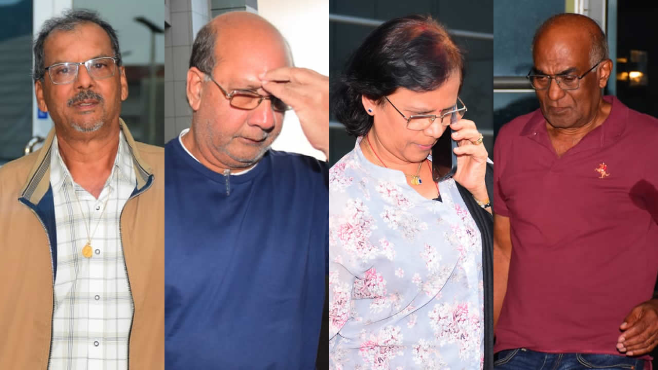 Premchand Tanakoor, Reshad Bhaukaurally, Purnima Rawottea et Jean Bruneau Dorasami ont été autorisés à rentrer chez eux après leurs interrogatoires. 